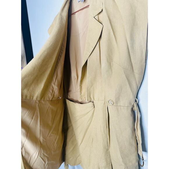 TOCCIN X RTR Khaki Brown Linen Blend Belted Utility Sarong Romper Size 10 - Picture 13 of 16